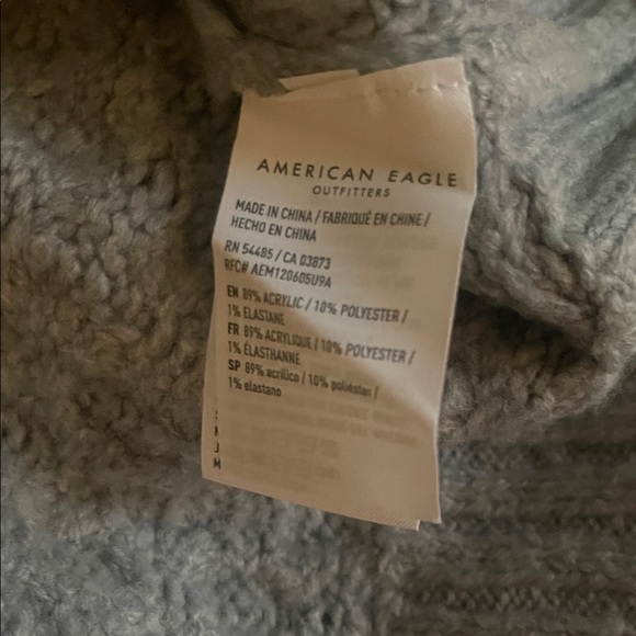 VTG American Eagle Outfitters Light Gray Patterned Oversized Mockneck Sweater - Picture 7 of 7